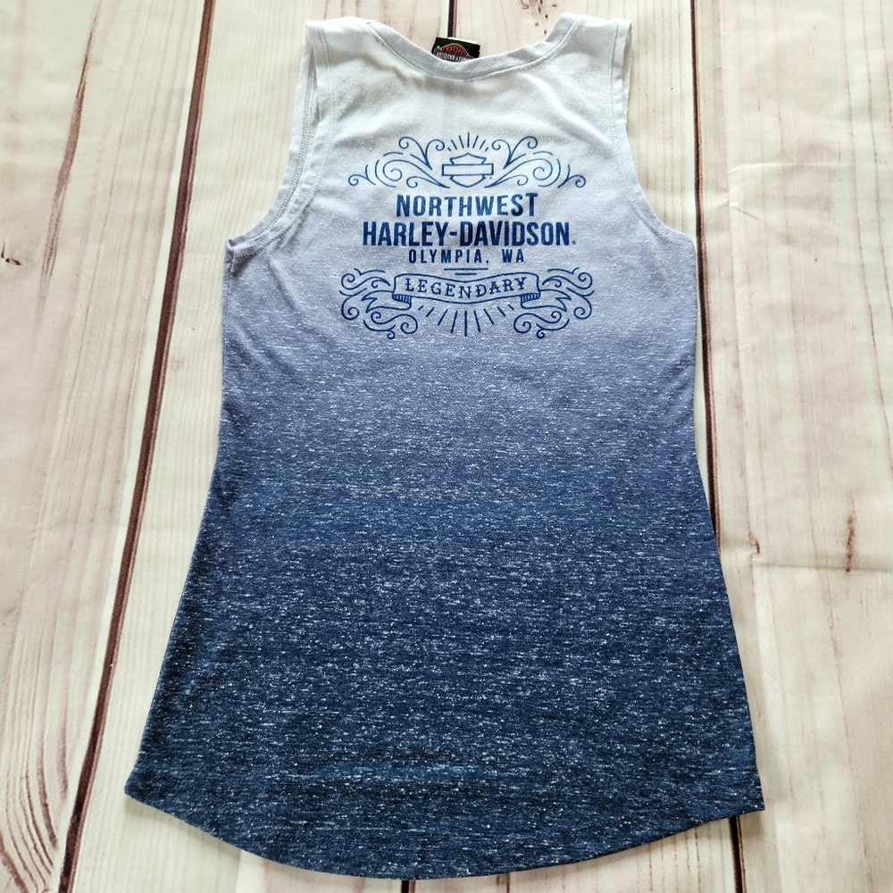 Harley-Davidson "Pretty Gradient Tank Top" Heathered Blue Ombre | Women's Size S - Picture 5 of 10